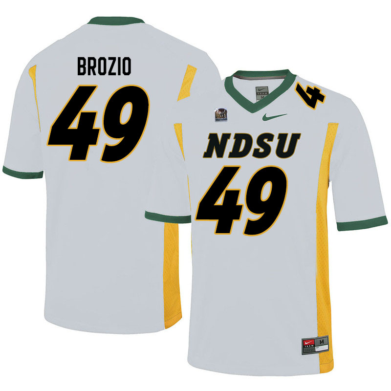 Men #49 Hunter Brozio North Dakota State Bison College Football Jerseys Sale-White - Click Image to Close